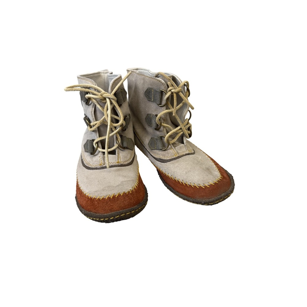 Sorel Ankle Boots Womens Size 8 Tan Suede Lace Up Moccasin NL1940-103 Boots